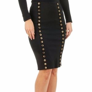 NWT Black Pencil Skirt with Grommets | Lot 430